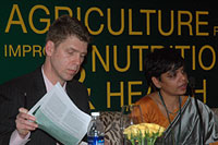 Photo of speakers at side session on strengthening ag-health-nutrition linkages in India